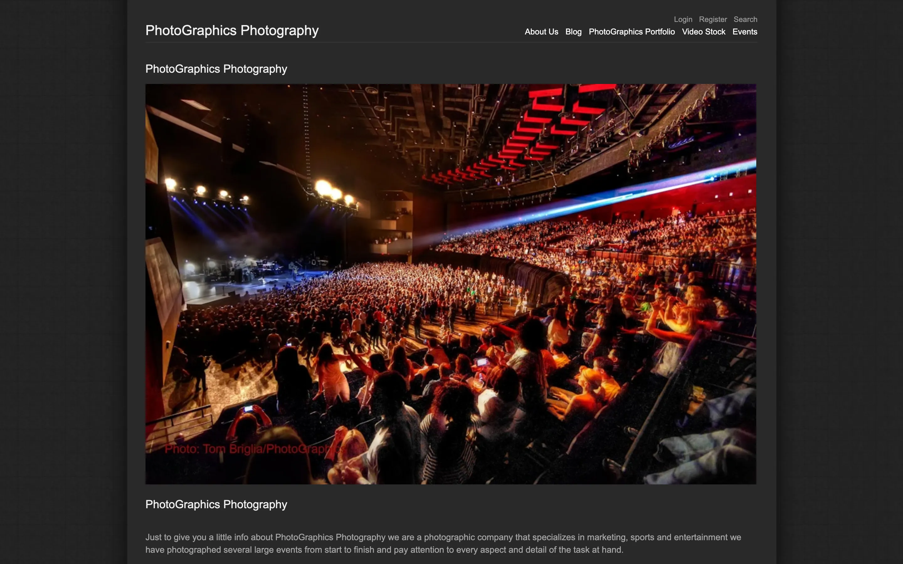 The previous PhotoGraphics Photography website