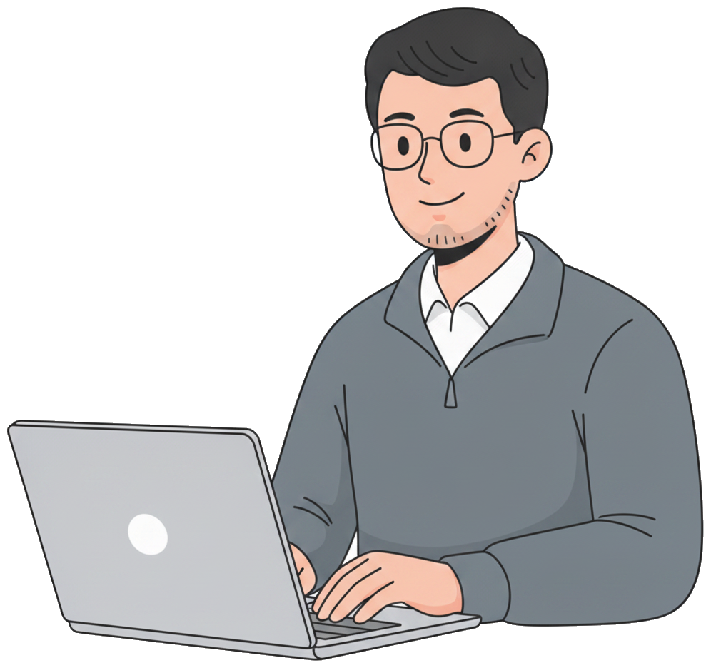 A Shore Pixel technician working at a laptop